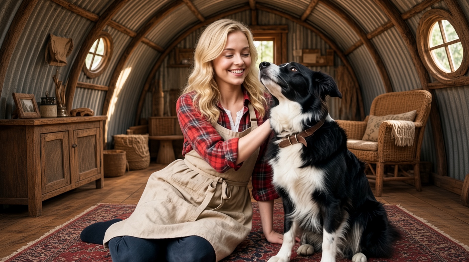 Dolly and Charlotte in a cozy Quonset room